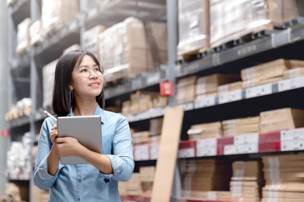 Girl in a warehouse